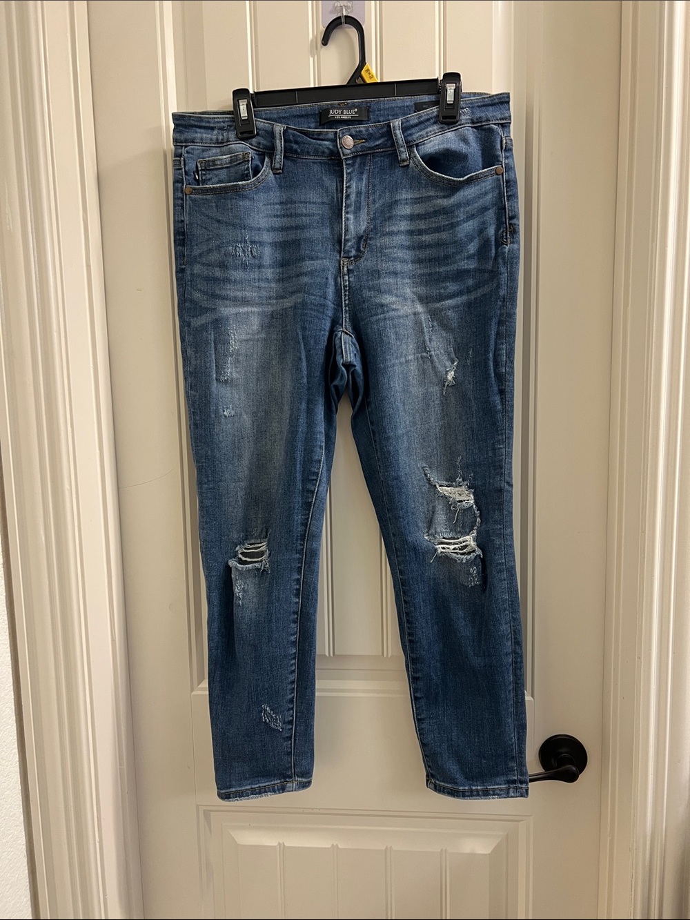 Judy Blue Distressed Dark Blue Boyfriend Jeans